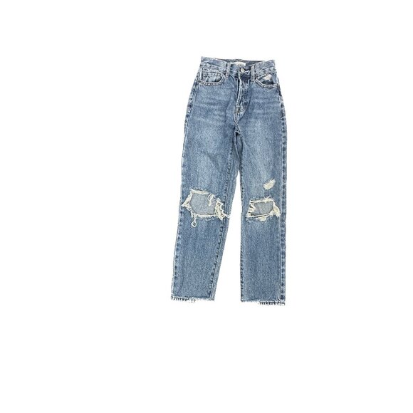 PacSuc Button Fly High Rise Straight Distressed Women's size 22 Blue Denim Jeans - Picture 1 of 6
